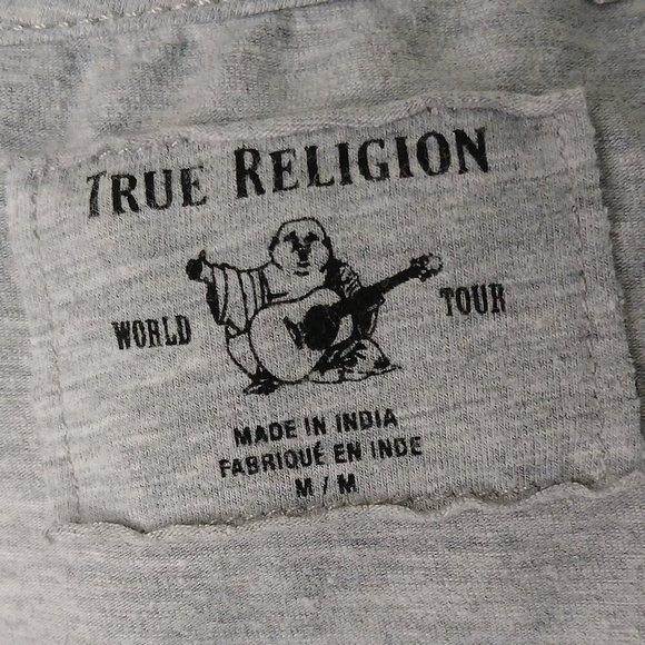 Y2K Vintage True Religion T-shirt With Mesh Panels Gray Size Medium - Picture 6 of 6